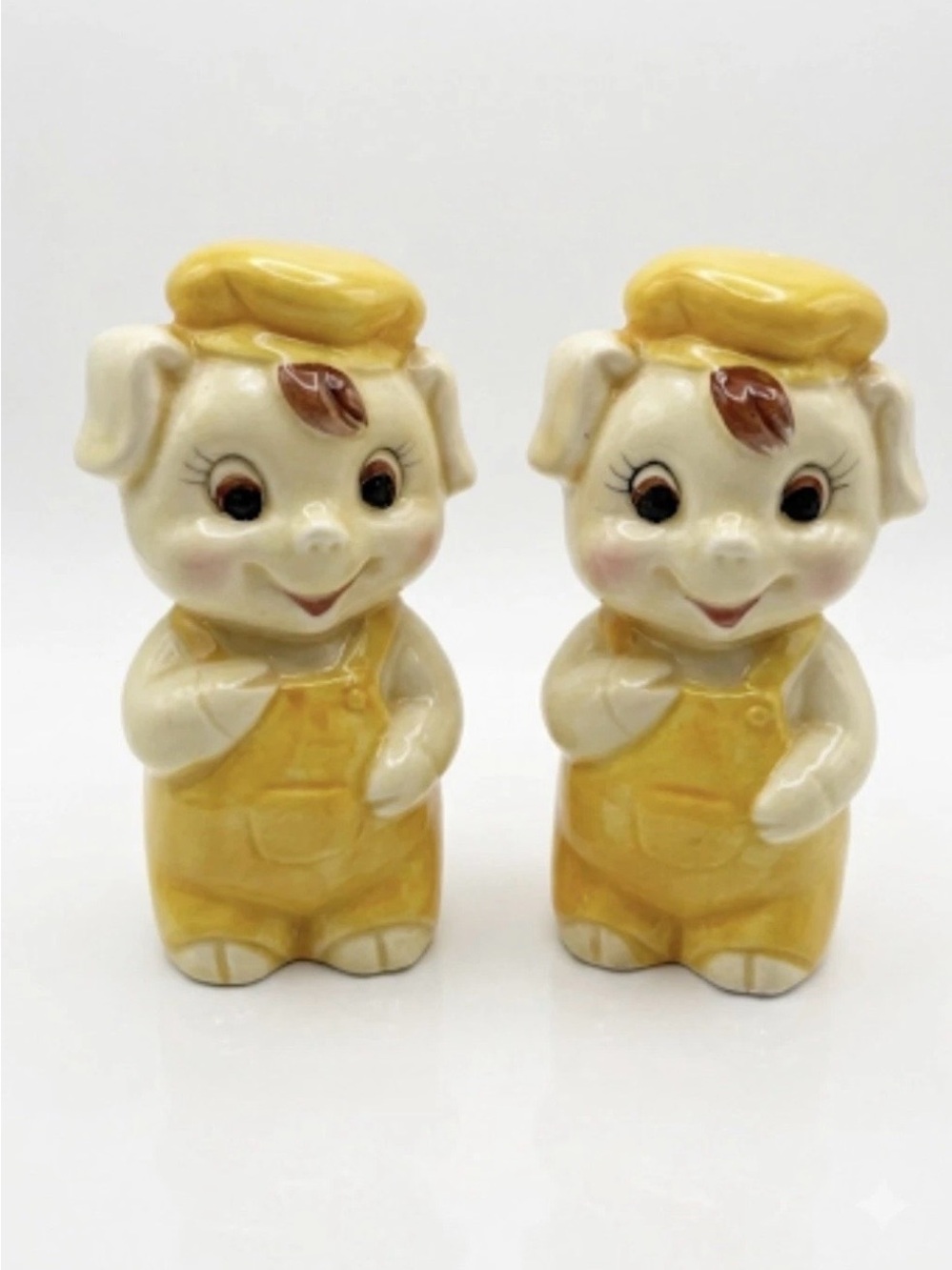 Vintage Japan Anthropomorphic Pig Salt and Pepper Shakers